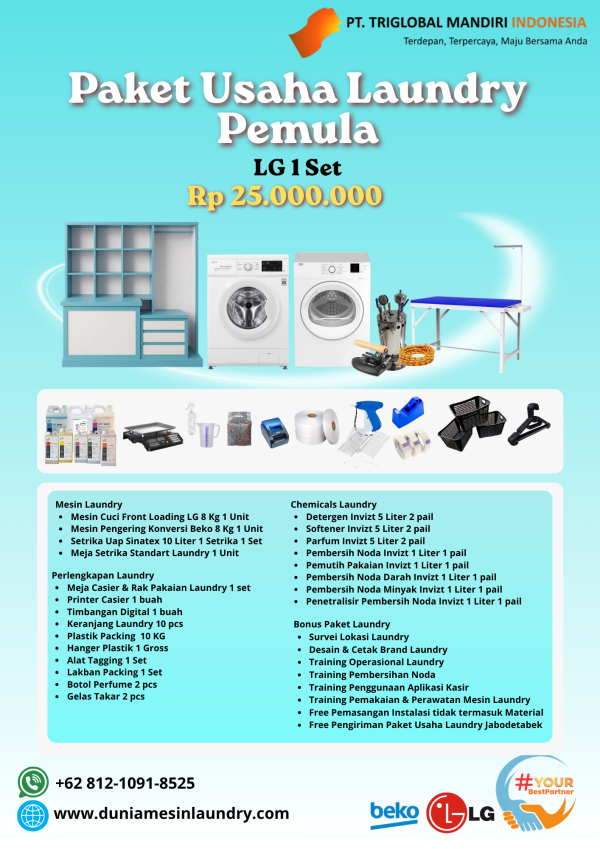 Paket Usaha Laundry Pemula LG 1 Set 25