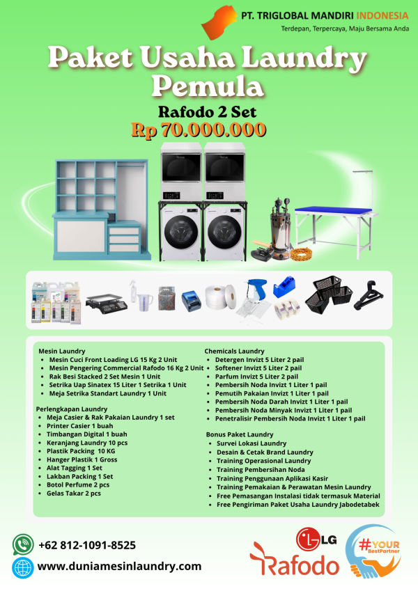 Paket Usaha Laundry Pemula Rafodo 2 Set 70