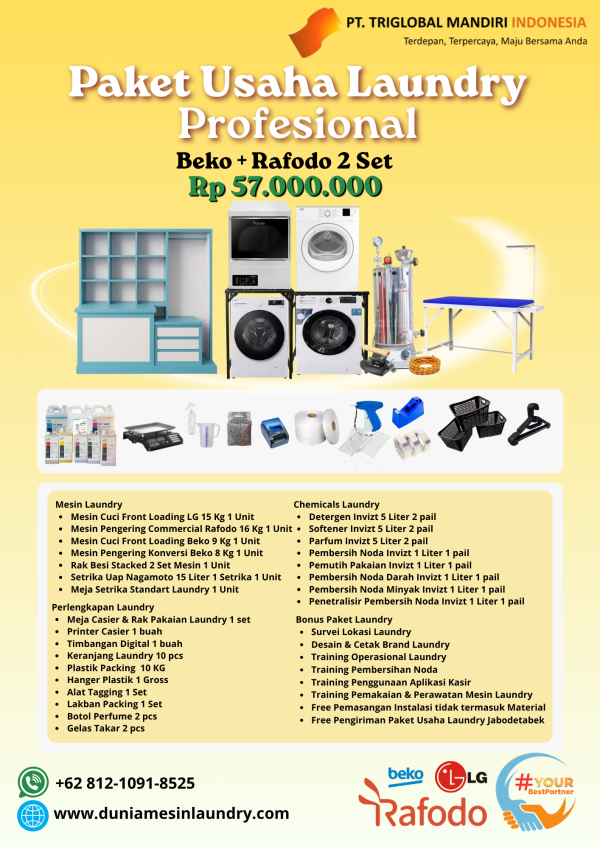Paket Usaha Laundry Profesional Beko+Rafodo 2 Set 57