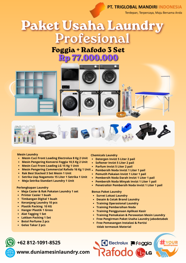 Paket Usaha Laundry Profesional Foggia+Rafodo 3 Set 77