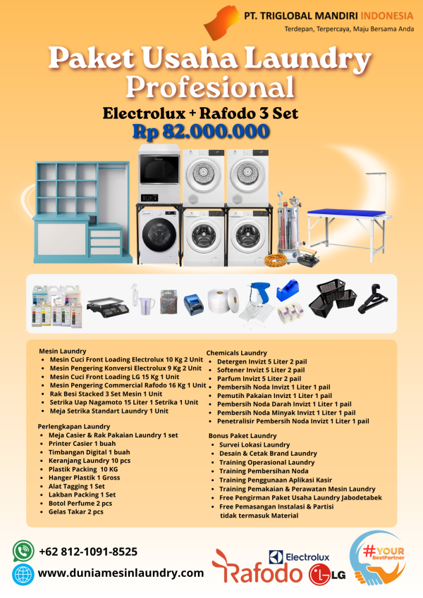Paket Usaha Laundry Profesional Electrolux+Rafodo 3 Set 82