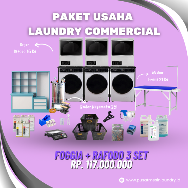 Paket Usaha Laundry Commercial Foggia + Rafodo 3 Set