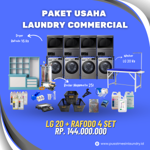 Paket Usaha Laundry Commercial LG 20 + Rafodo 4 Set
