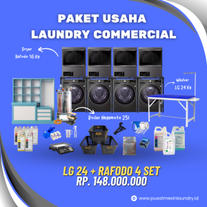 Paket Usaha Laundry Commercial LG 24 + Rafodo 4 Set