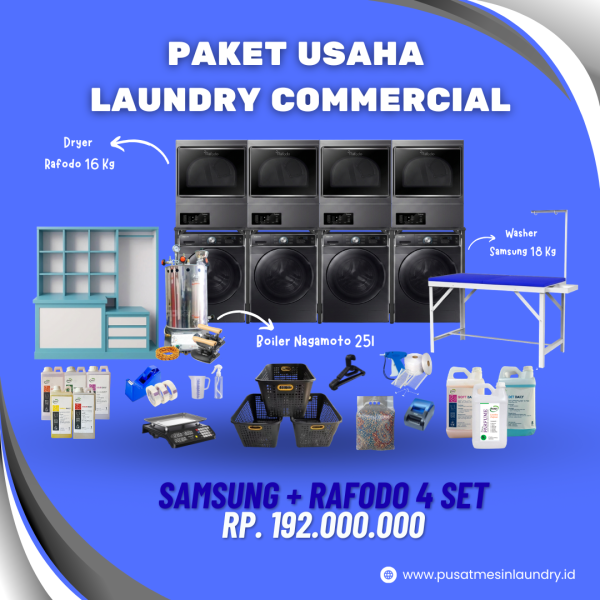 Paket Usaha Laundry Commercial Samsung + Rafodo 4 Set