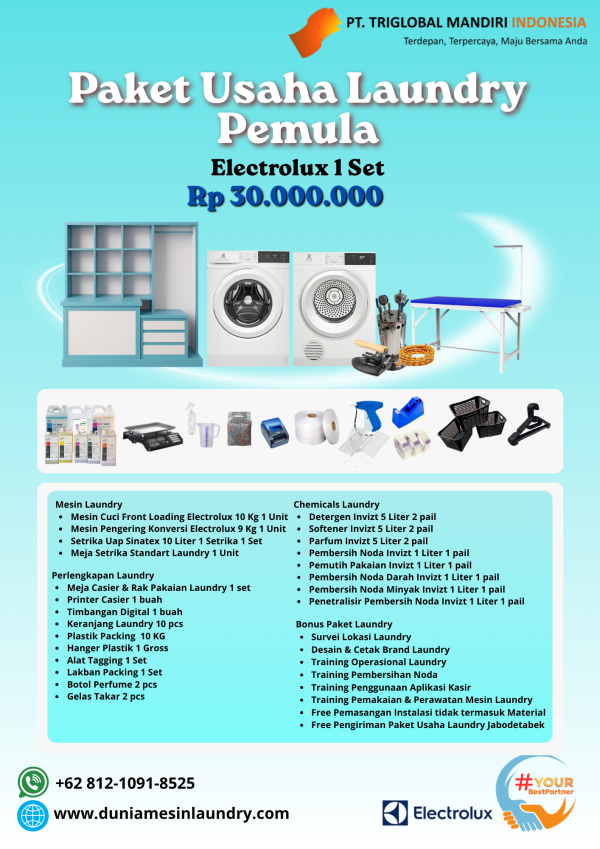 Paket Usaha Laundry Pemula Electrolux 1 Set 30