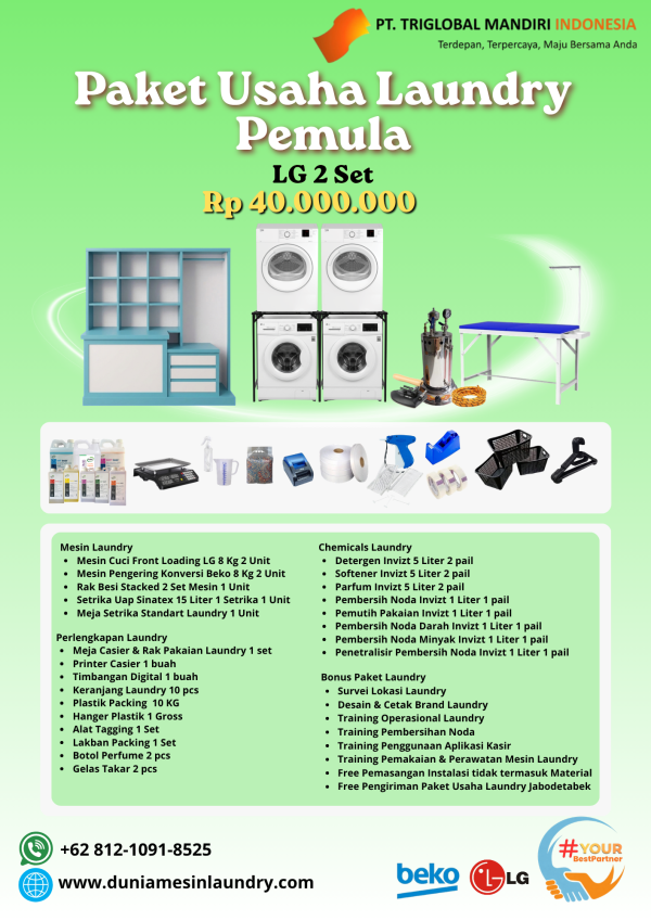 Paket Usaha Laundry Pemula LG 2 Set 40